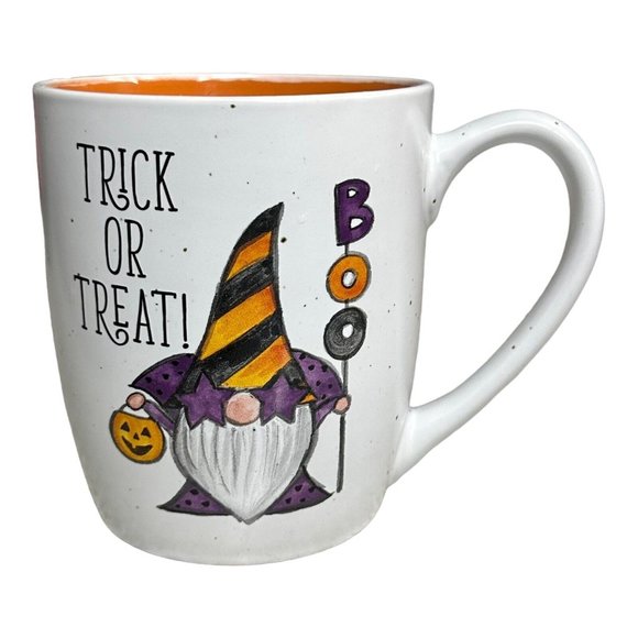 Cobwebs & Cauldrons TRICK OR TREAT Bearded GNOME & PUMPKIN 16 oz Coffee Mug - Picture 3 of 8